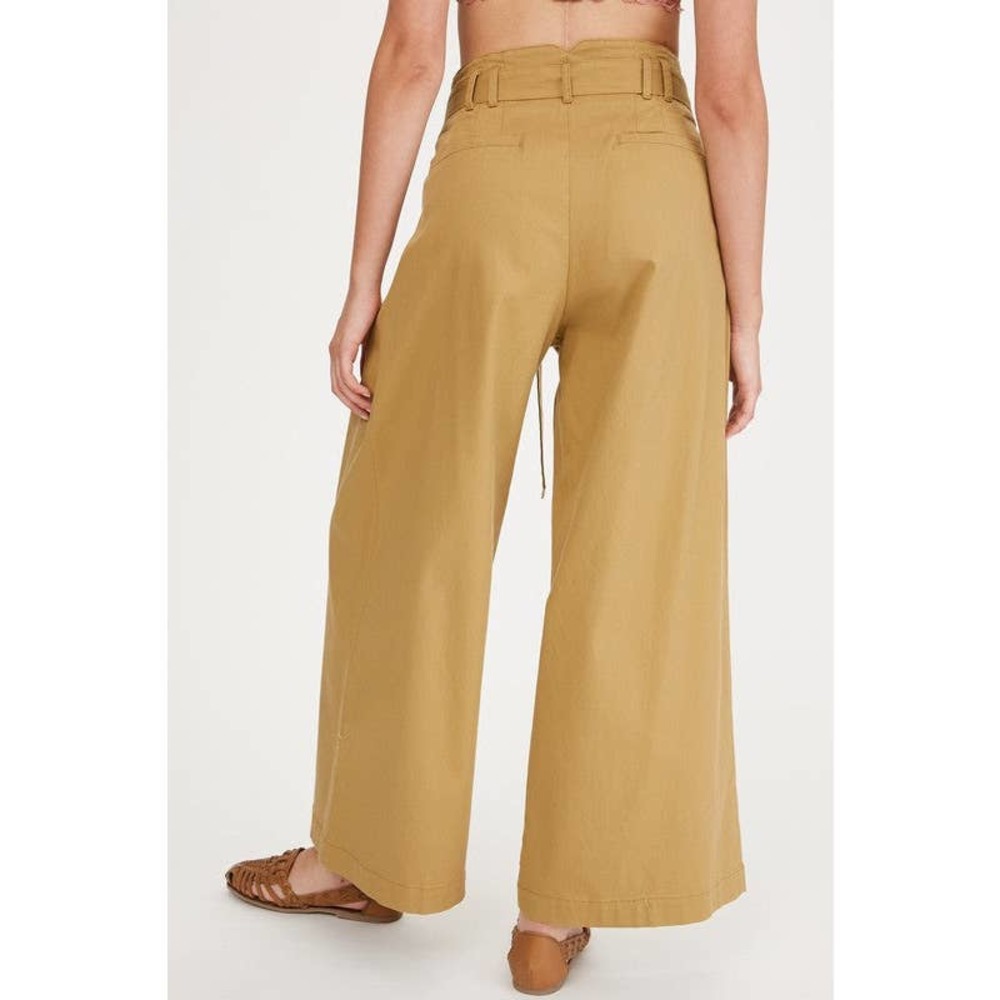 Listicle Wide Leg Pants Olive Green Paper Bag Waist Pleated Trouser - Picture 7 of 8